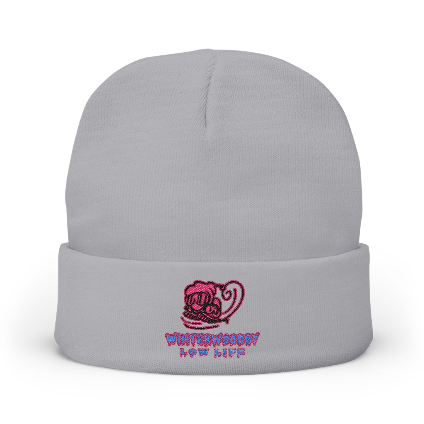 Embroidered Coffee Cup Knit Beanie — Cozy Rose Café Design